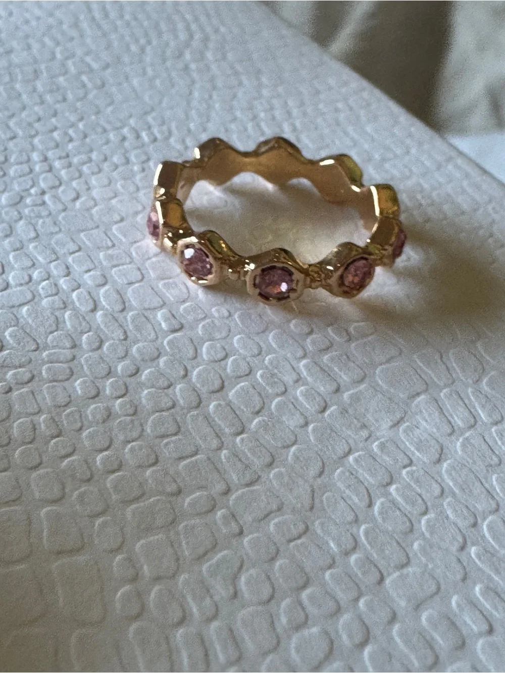 Kendra Scott- NWOT Gold Pink Crystal Eternity Stacking Band Ring - Size 7 - 7.5!